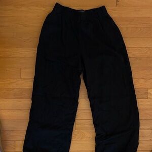 Abercrombie & Fitch Linen Blend Black Wide Leg Pants